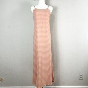Dannijo Seersucker Gauze Square Neck Tie‎ Back Slip Maxi Dress Peach Size XS